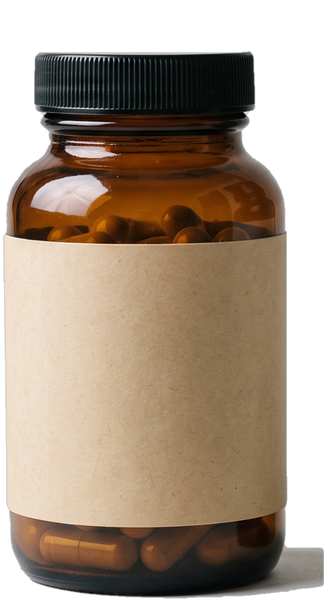 Plain unbranded supplement bottle