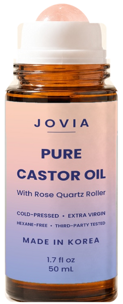 Jovia Pure Castor Oil rose quartz roller bottle