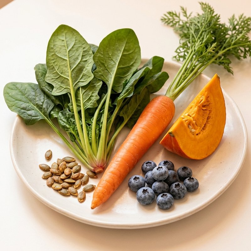 Fresh vegetables and berries, vitamins and trace minerals