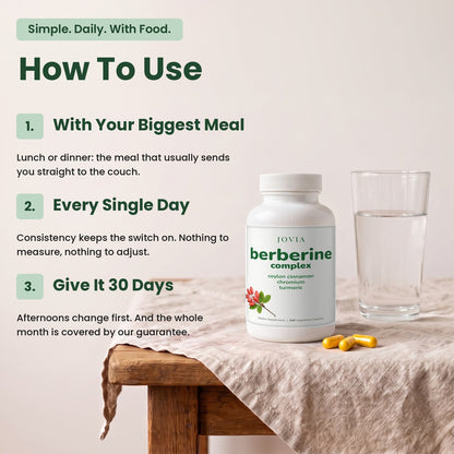 How to use Jovia Berberine Complex: once a day with your biggest meal