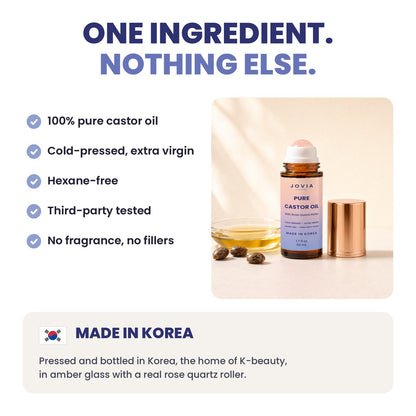 One ingredient: 100% pure cold-pressed castor oil, made in Korea