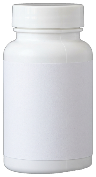Plain unbranded supplement bottle